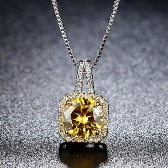 Yellow AAAA+ Zircon Women's Necklaces - Picture 2 of 2